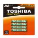 TOSHIBA AAA R03 1.5V BP-4C HEAVY DUTY carbon zinc 4pc BATTERY