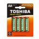 TOSHIBA AA R6 1.5V BP-4C HEAVY DUTY carbon zinc 4pc BATTERY