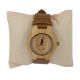 Coral Leather Strap Wooden Hand Watch