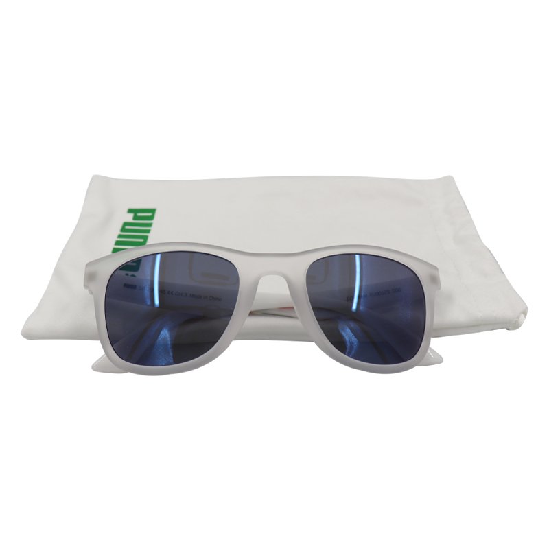 PUMA GO TEAM PU0012S 006 WHITE BLUE CRYSTAL SUNGLASS