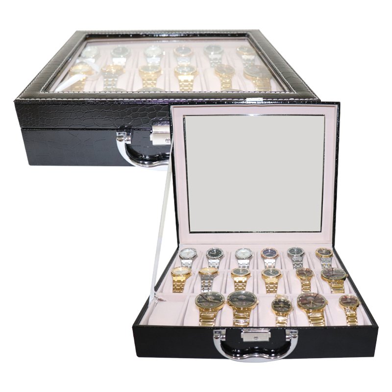 18 Slot Leather Watch Box Display Case