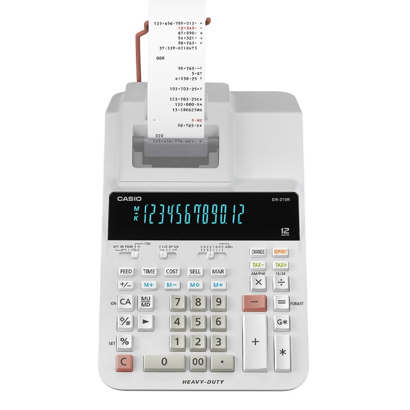 CASIO DR 210R WE HEAVY DUTY 12 DIGITS PRINTER CALCULATOR