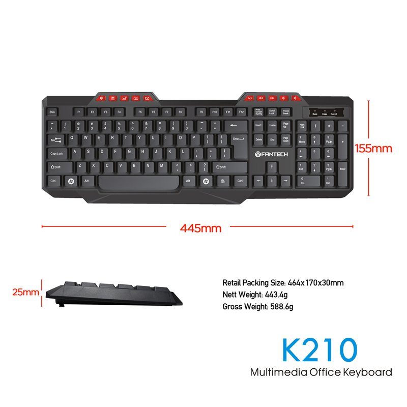 FANTECH K210 Multimedia Office Keyboard - Image 2