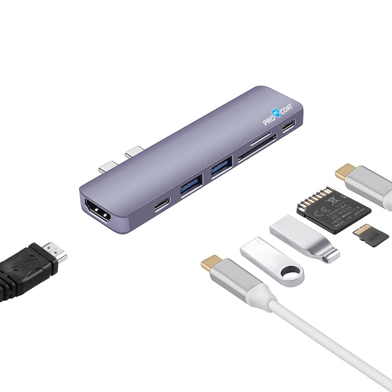 ⁦ProCoat 7 IN 2 USB C HUB FOR MAC T08⁩ - الصورة ⁦3⁩
