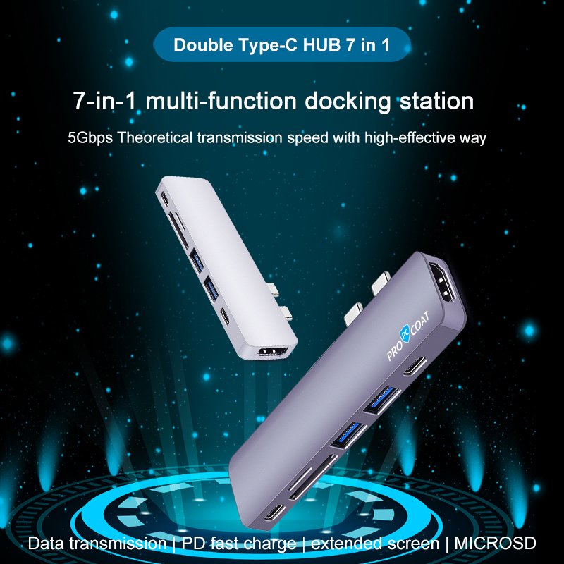 ⁦ProCoat 7 IN 2 USB C HUB FOR MAC T08⁩ - الصورة ⁦6⁩