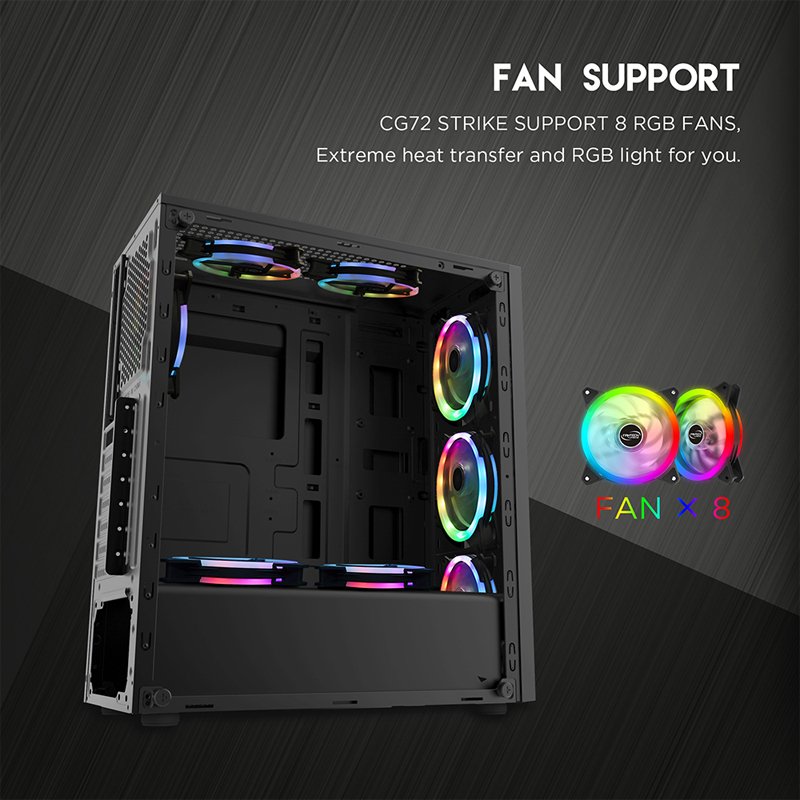 FANTECH STRIKE CG72 BLACK RGB MIDDLE TOWER CASE - Image 3