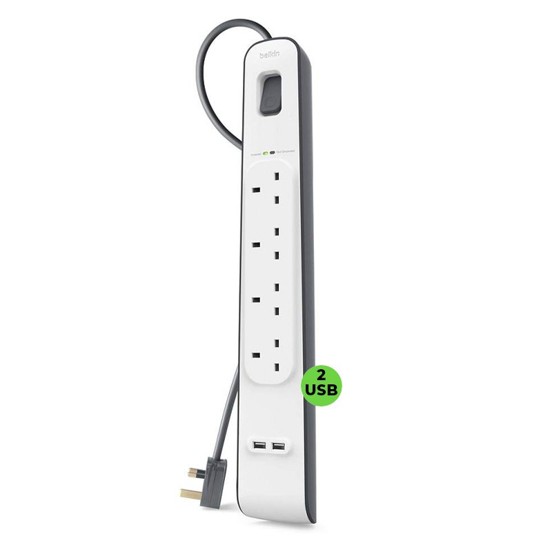 BELKIN 4 PORT WITH 2 USB SURGE PLUS POWER STRIP