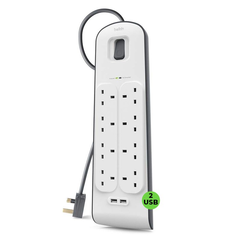 BELKIN 8 PORT WITH 2 USB SURGE PLUS POWER STRIP