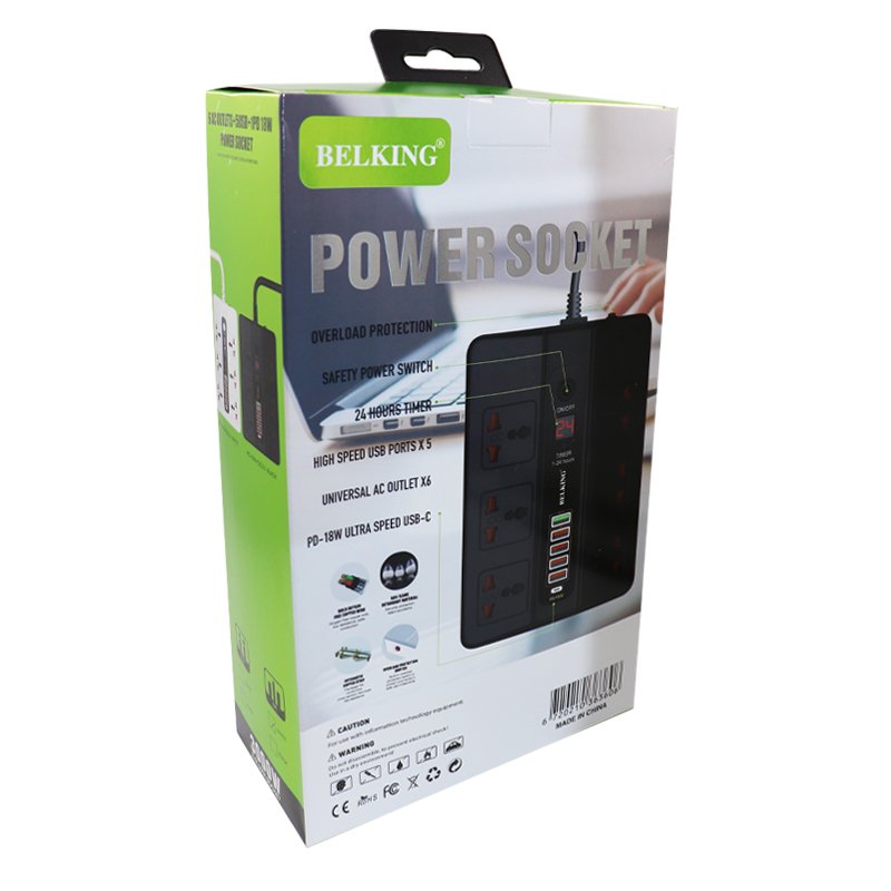 BELKING BK-3606 6-Port USB Hub With 6 POWER SOCKET - الصورة 4