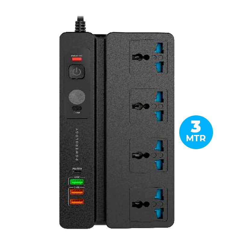 Powerology P65MPS3BK 3 MTR MULTI PORT SOCKET