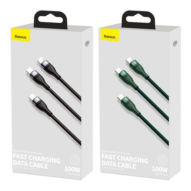 BASEUS 100W 2 IN 1 TYPE C TO TYPE C DATA CABLE - Image 3