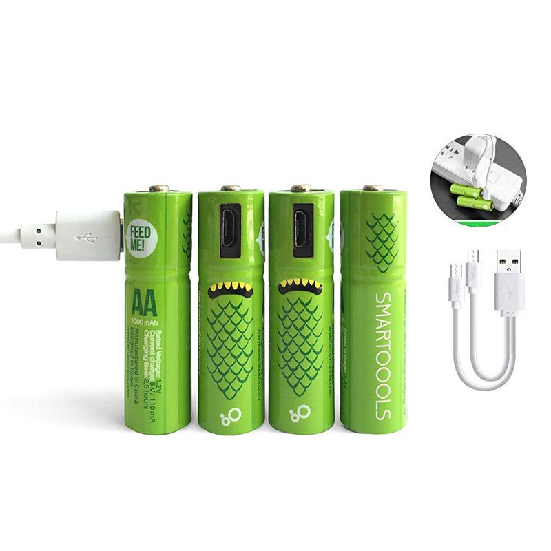Smart Tools AA 1000mAh Micro USB Rechargeable 4 Pack Battery
