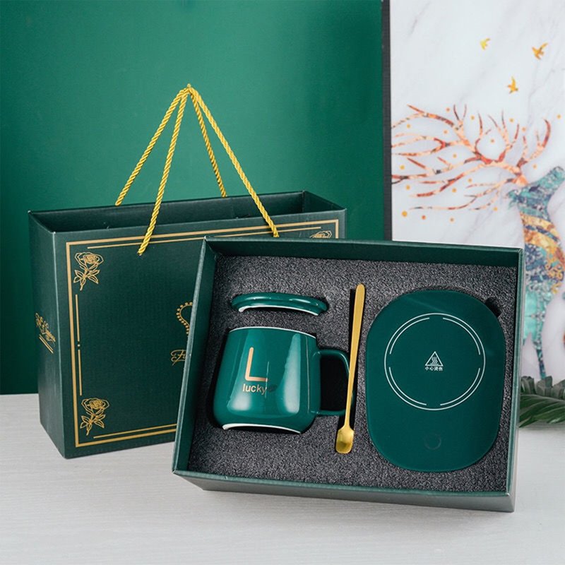 Sweet Life Marble Ceramic Cup with Cover & Spoon