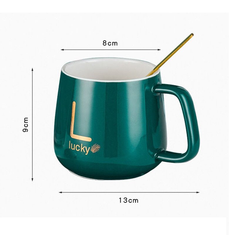 Sweet Life Marble Ceramic Cup with Cover & Spoon - الصورة 3