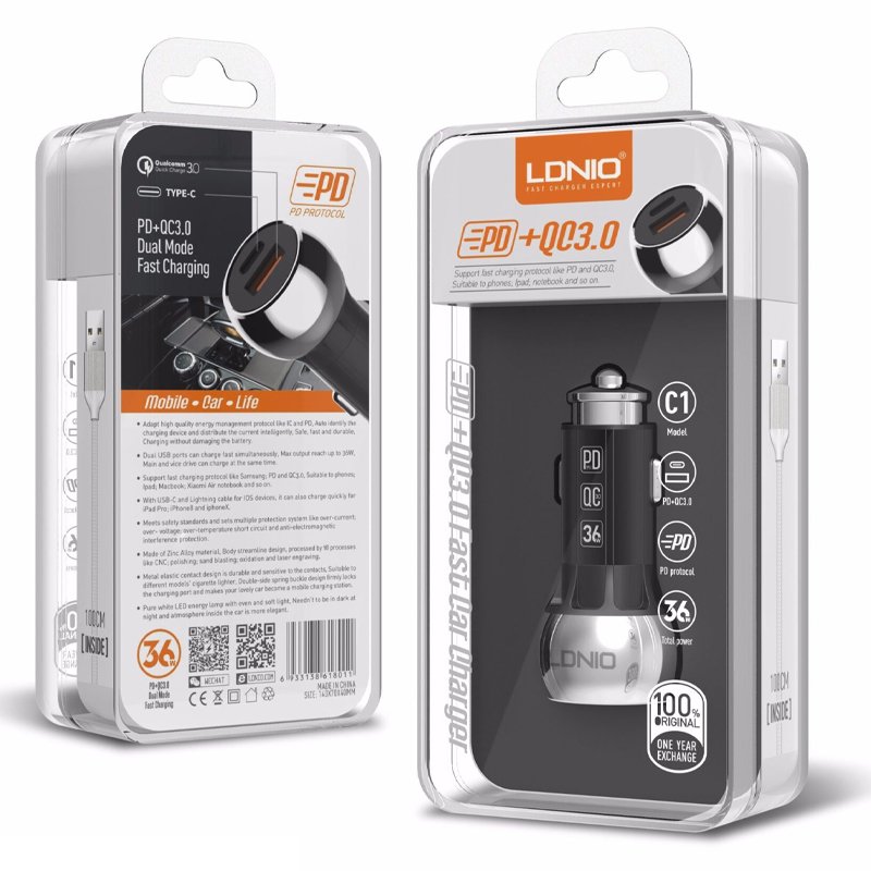 LDNIO C1 PD QUICK 3.0 36W FAST CAR CHARGER
