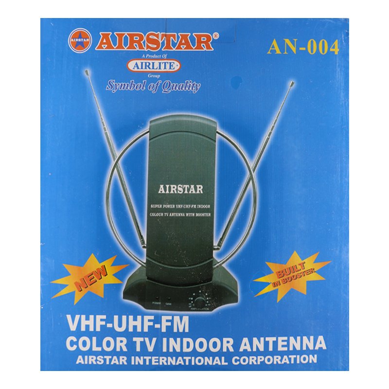 Airstar AN-004 VHF-UHF-FM Color TV Indoor Antenna