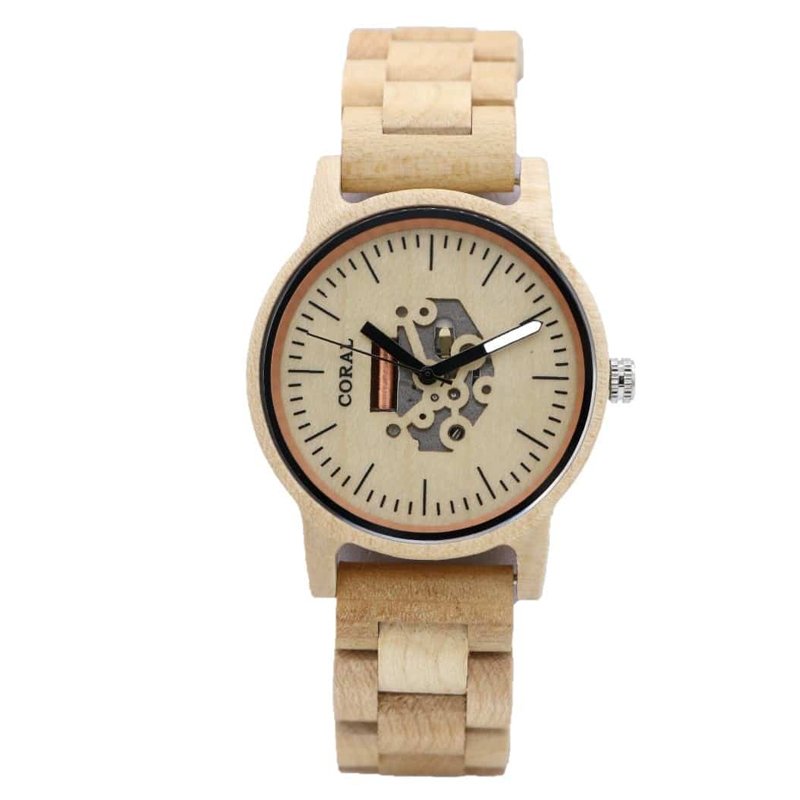 Coral Swiss Quartz Wooden Hand Watch - Image 2