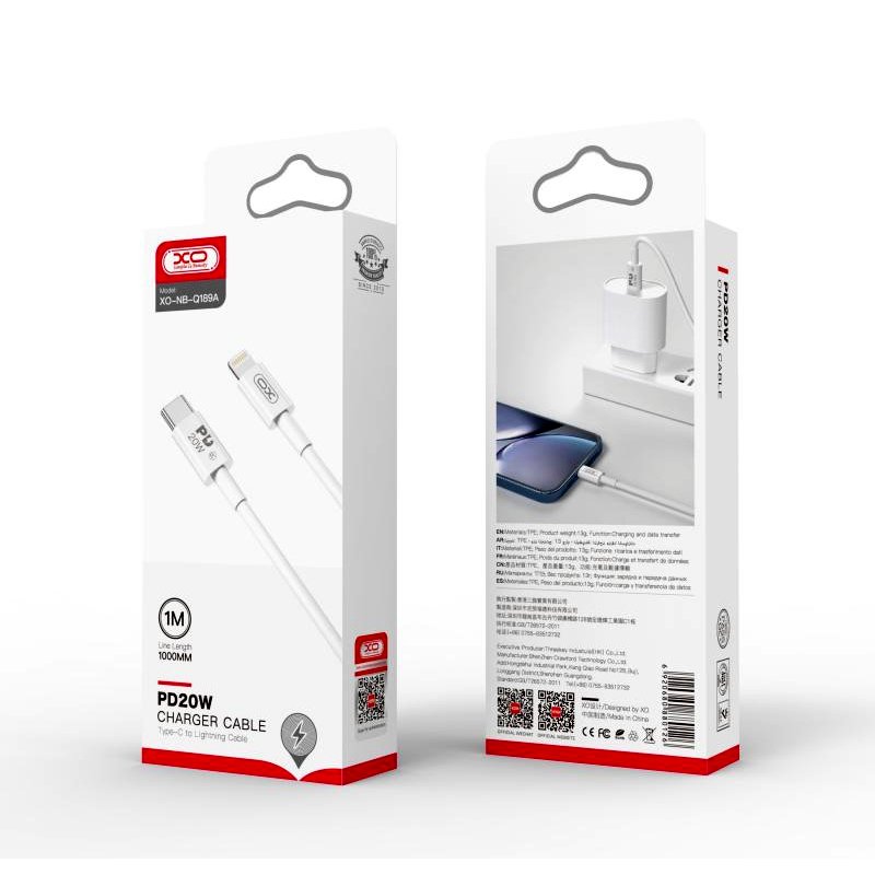 XO NB-Q189A PD 20W TYPE C TO LIGHTNING USB CABLE