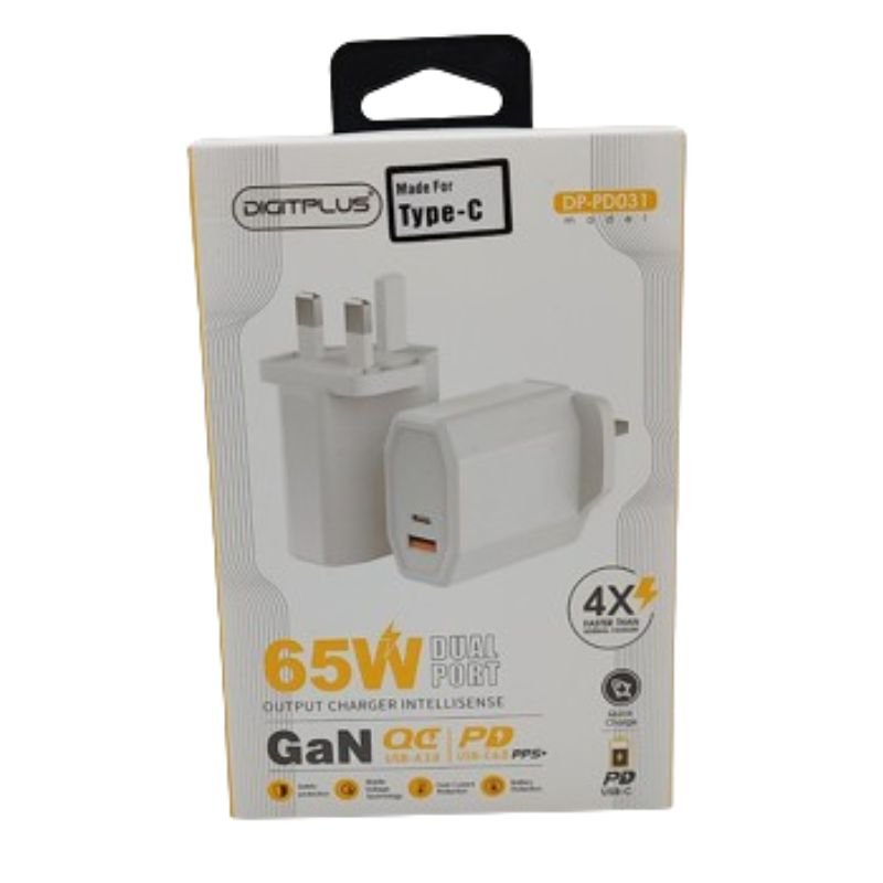 DigitPlus DP-PD031 Gan 65W dual Type-C+USB-A Quick Charger | DigitPlus ...