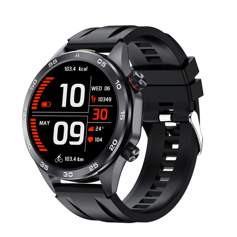X-Cell Elite-5 Stainless Metal Frame Silicon Strap Smart watch