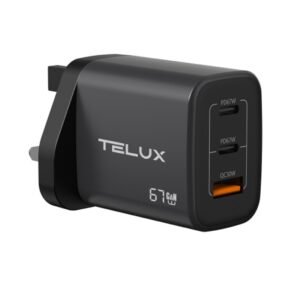 Telux Wall Charger WCVF67 Voltflow Pd Trio port 67w Gan Adapter