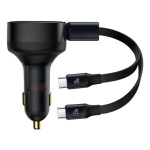 Baseus Car Charger C111-00 Retractable Dual Type C Cable 33w