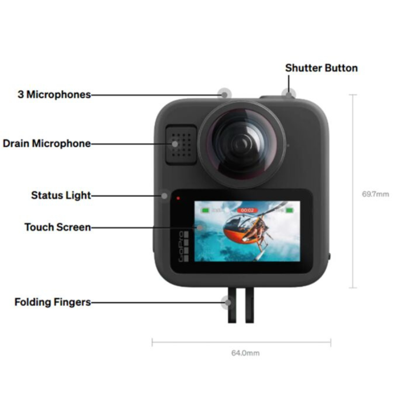 Go Pro Max 2 360 Action Camera With Memory Card CHDSZ-311-RT - Image 2